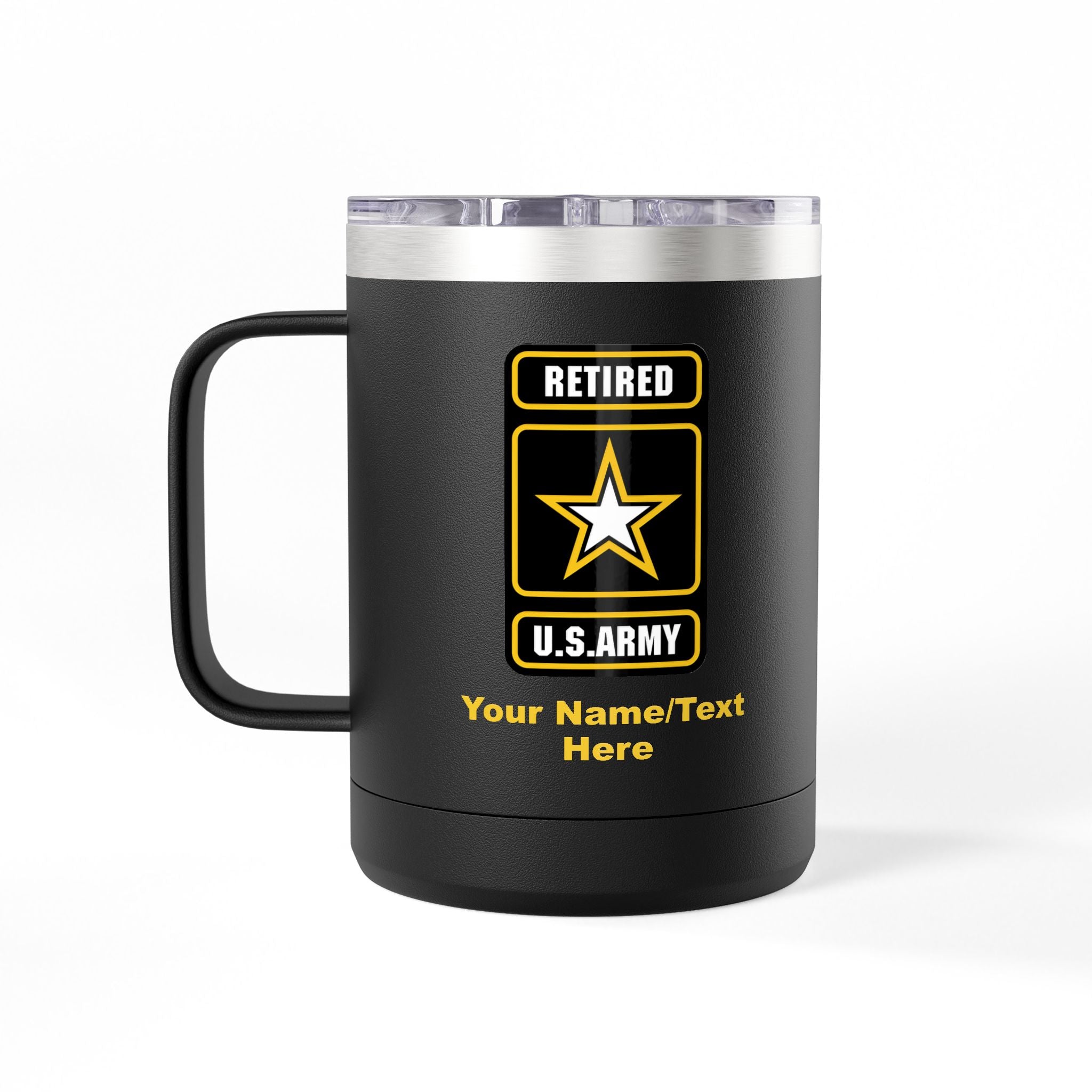 Retired Army Logo Personalized  Insulated 15oz Travel Mug Tumbler