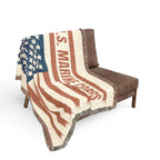 Custom U.S. Marine Corps American Flag Woven Blanket – Personalized USMC Blanket – Marine Veteran Gift