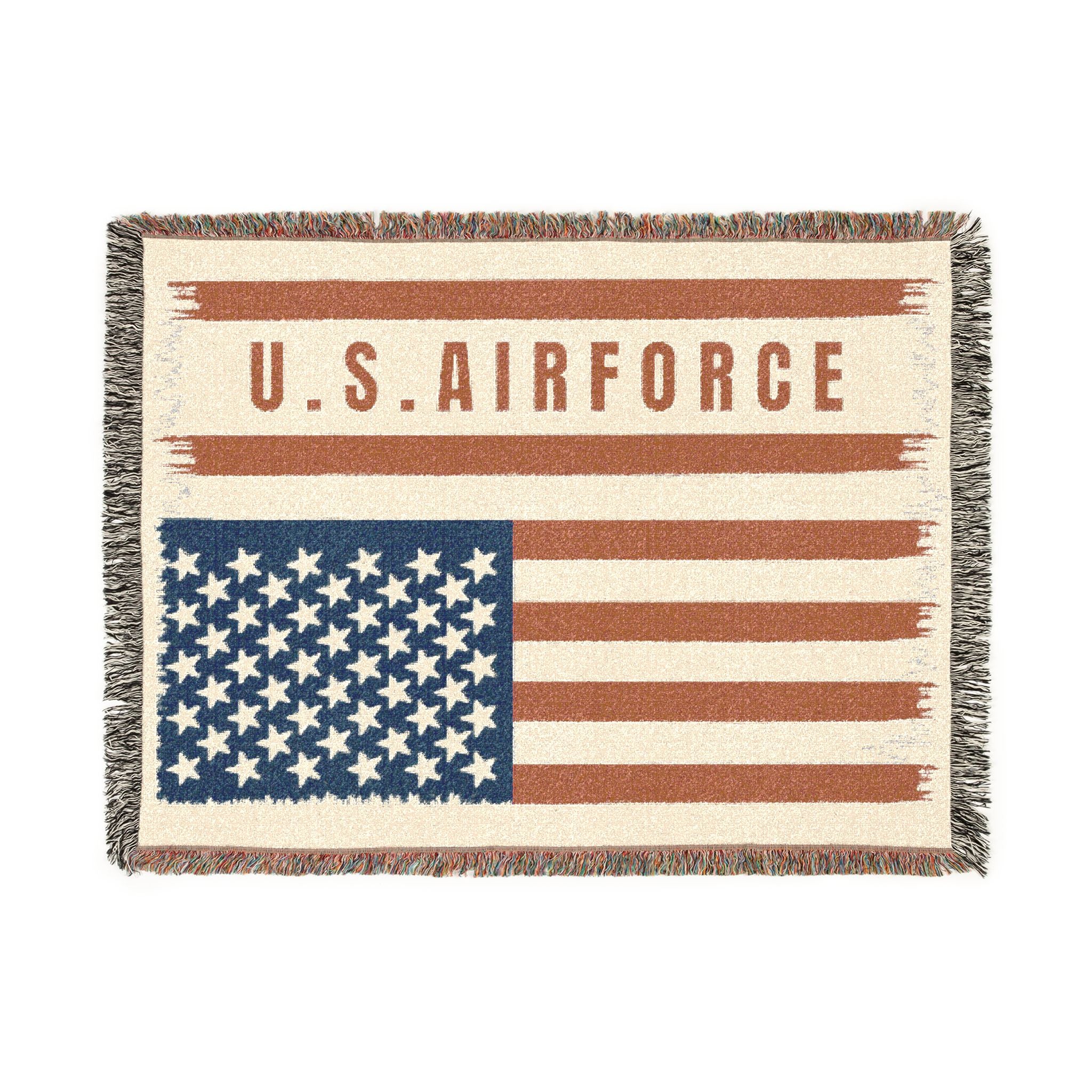 Custom U.S. Air Force American Flag Woven Blanket – Personalized USAF Military Gift with Name, Rank & Message