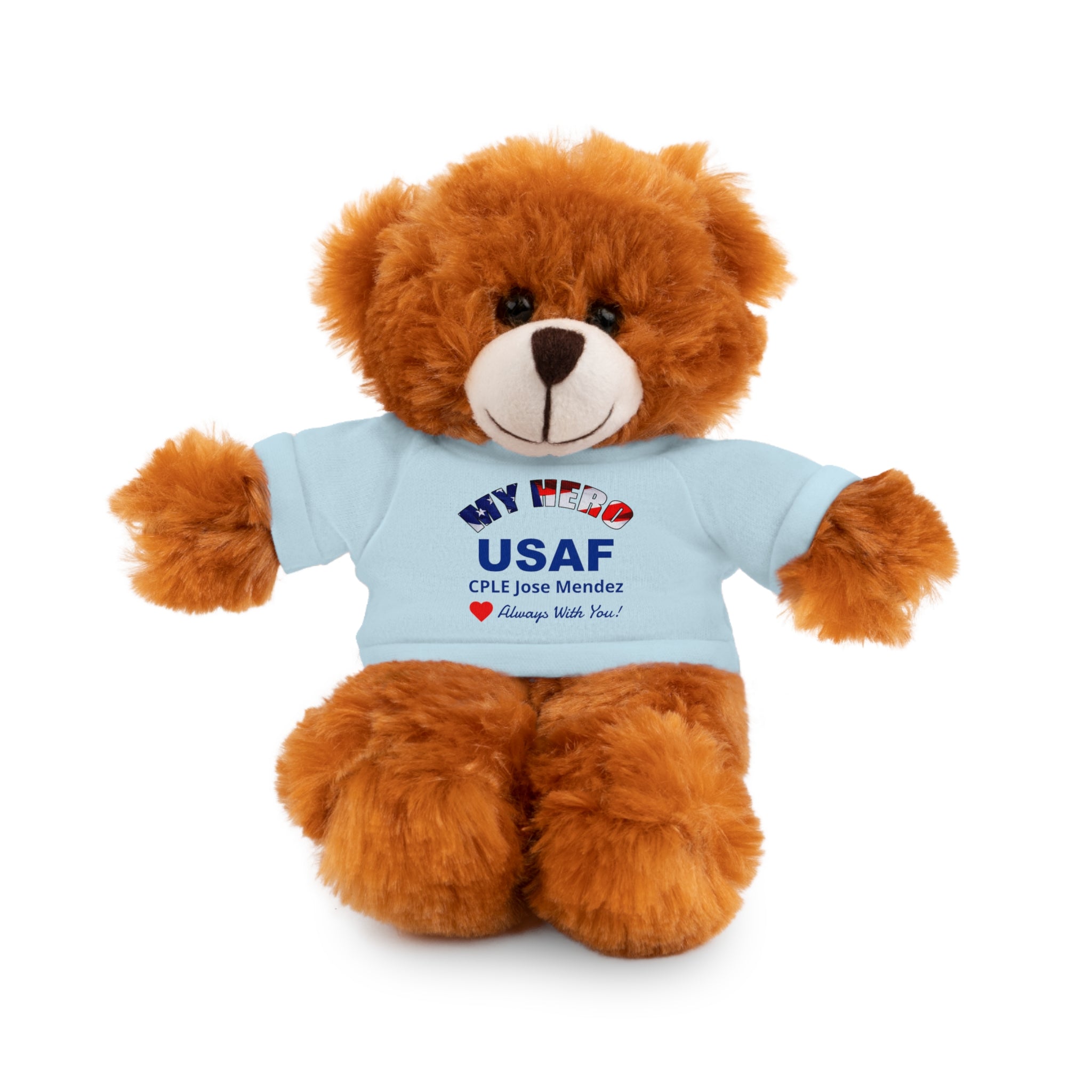 Custom U.S. Air Force Stuffed Animal with Personalized T-Shirt – 6 Plush Options, 5 Shirt Colors