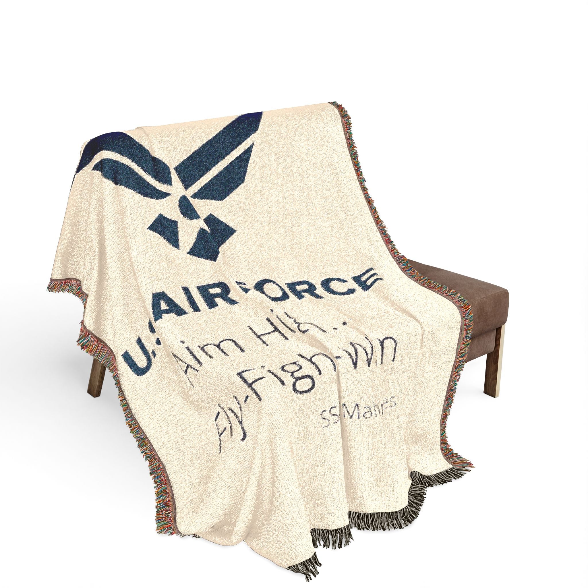 Custom U.S. Air Force Aim High Woven Blanket – Personalized USAF Military Gift with Name & Rank
