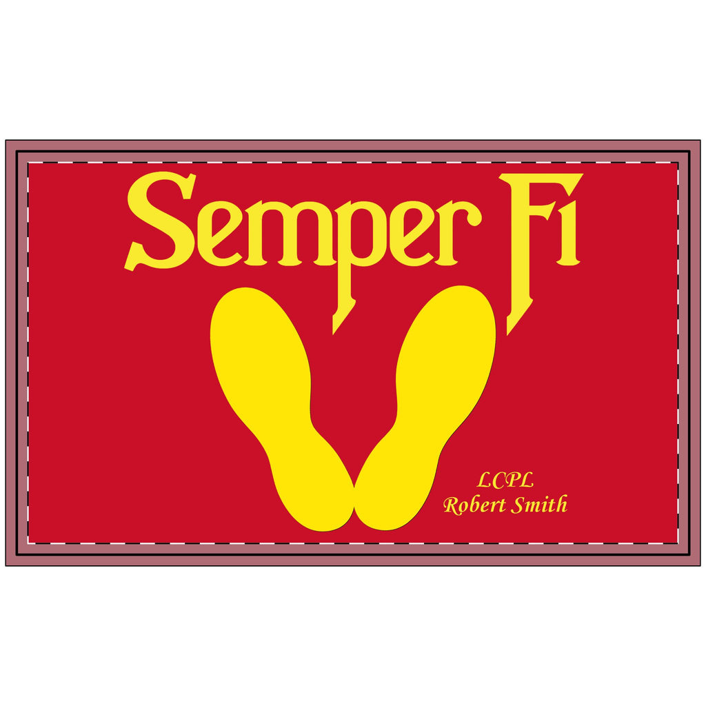 Personalized Marine Corps Yellow Footprints Doormat | Custom USMC Semper Fi Welcome Mat