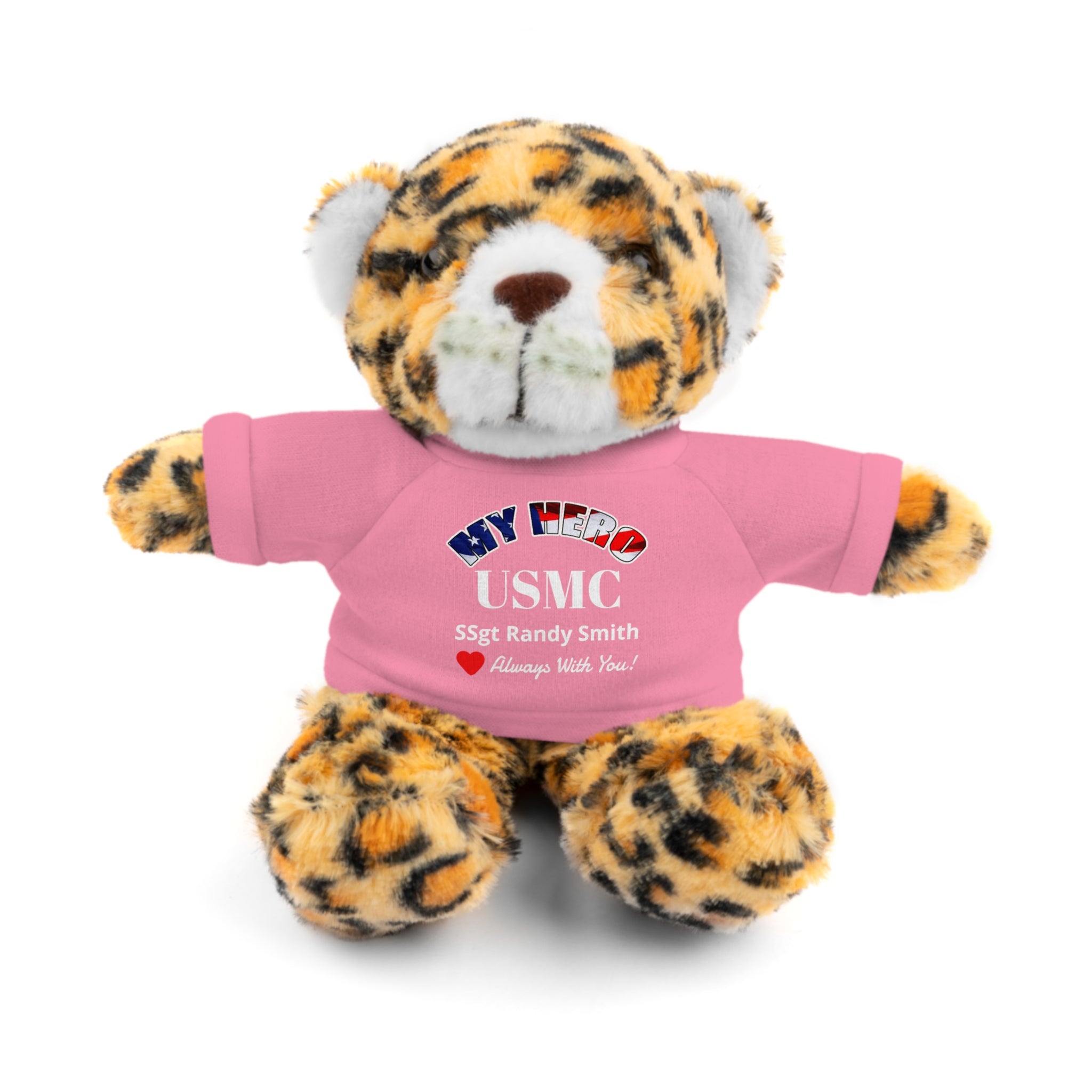 Custom USMC Stuffed Animal with Personalized T-Shirt – 6 Plush Animals, 5 Shirt Colors