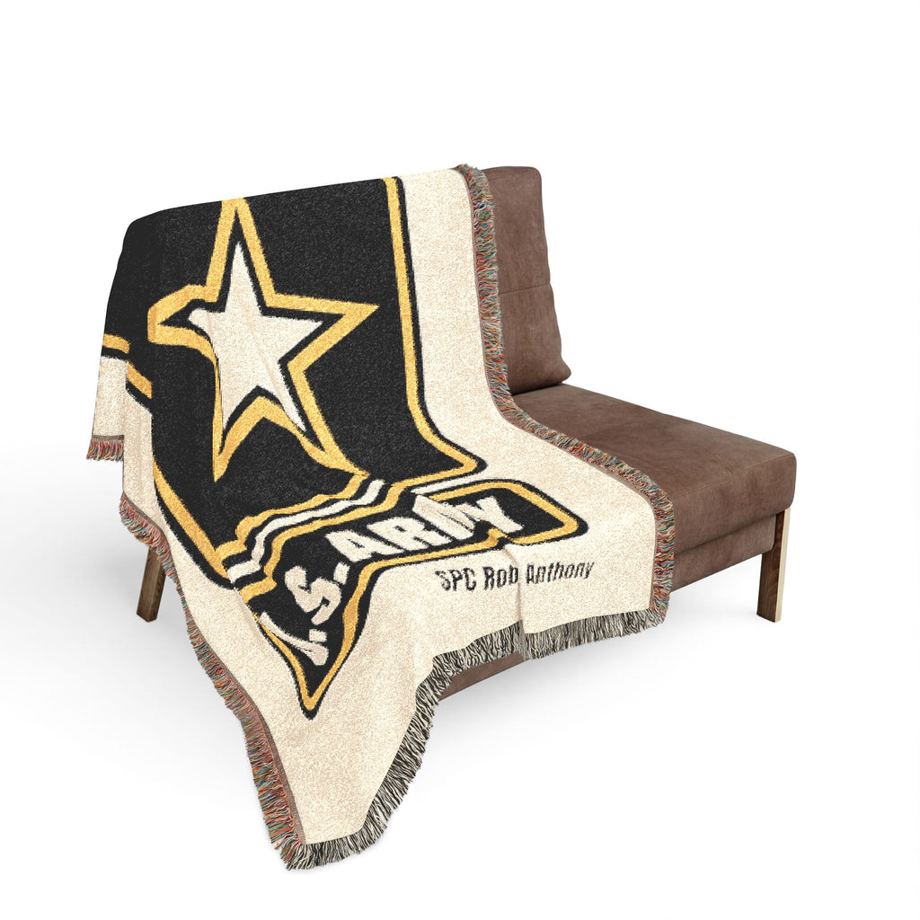 Personalized U.S. Army Woven Blanket – Custom Military Gift with Rank, Name, Unit – Veteran & Active Duty Gift (3 Sizes, 14 Colors)