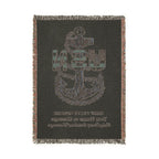 Custom U.S. Navy (USN) Anchor Woven Blanket – Personalized Navy Rank, Name & Ship Gift – Navy Veteran Blanket