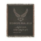 Custom U.S. Air Force Aim High Woven Blanket – Personalized USAF Military Gift with Name & Rank