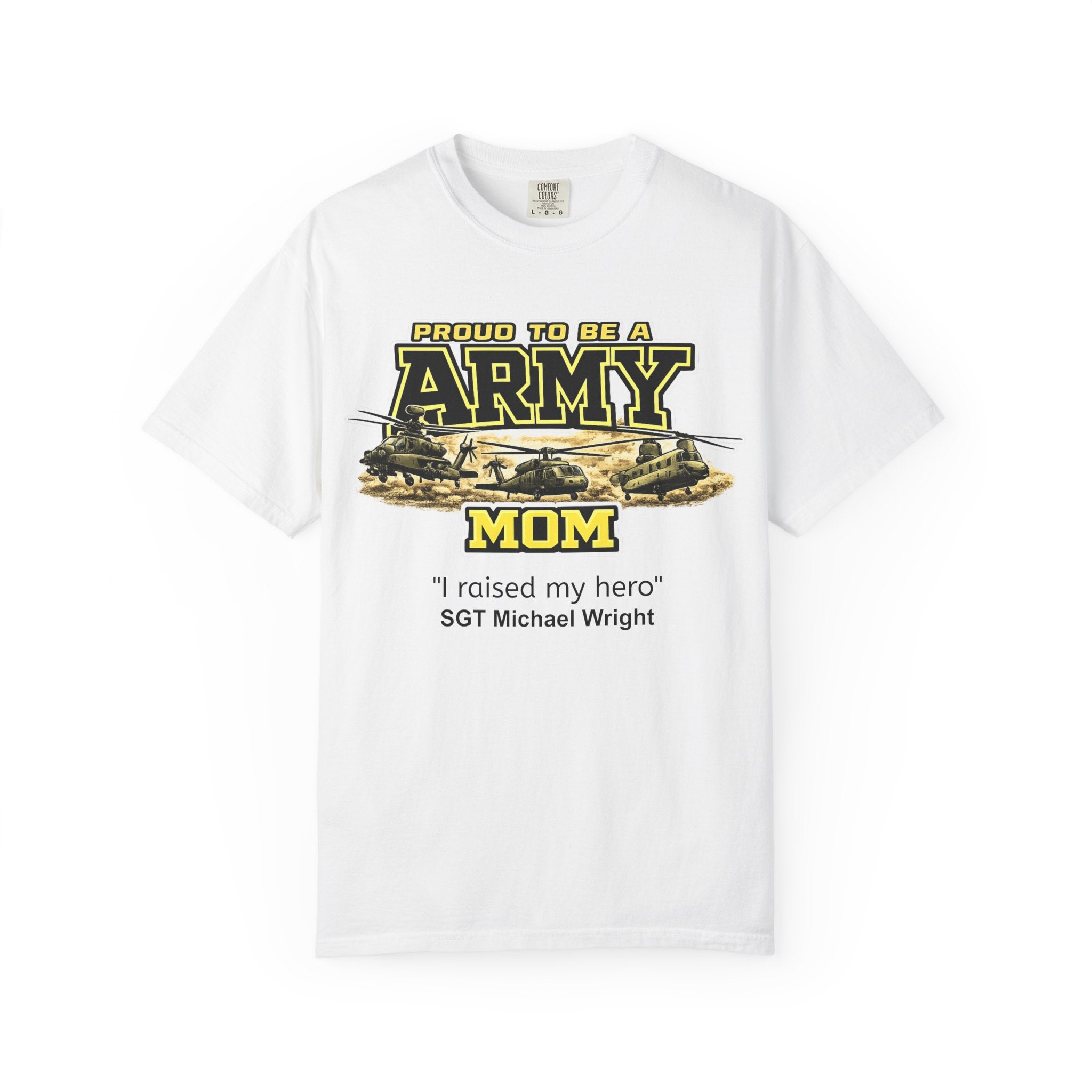Army Mom Shirt with Helicopters – Personalized Proud Army Mom Comfort Colors Tee