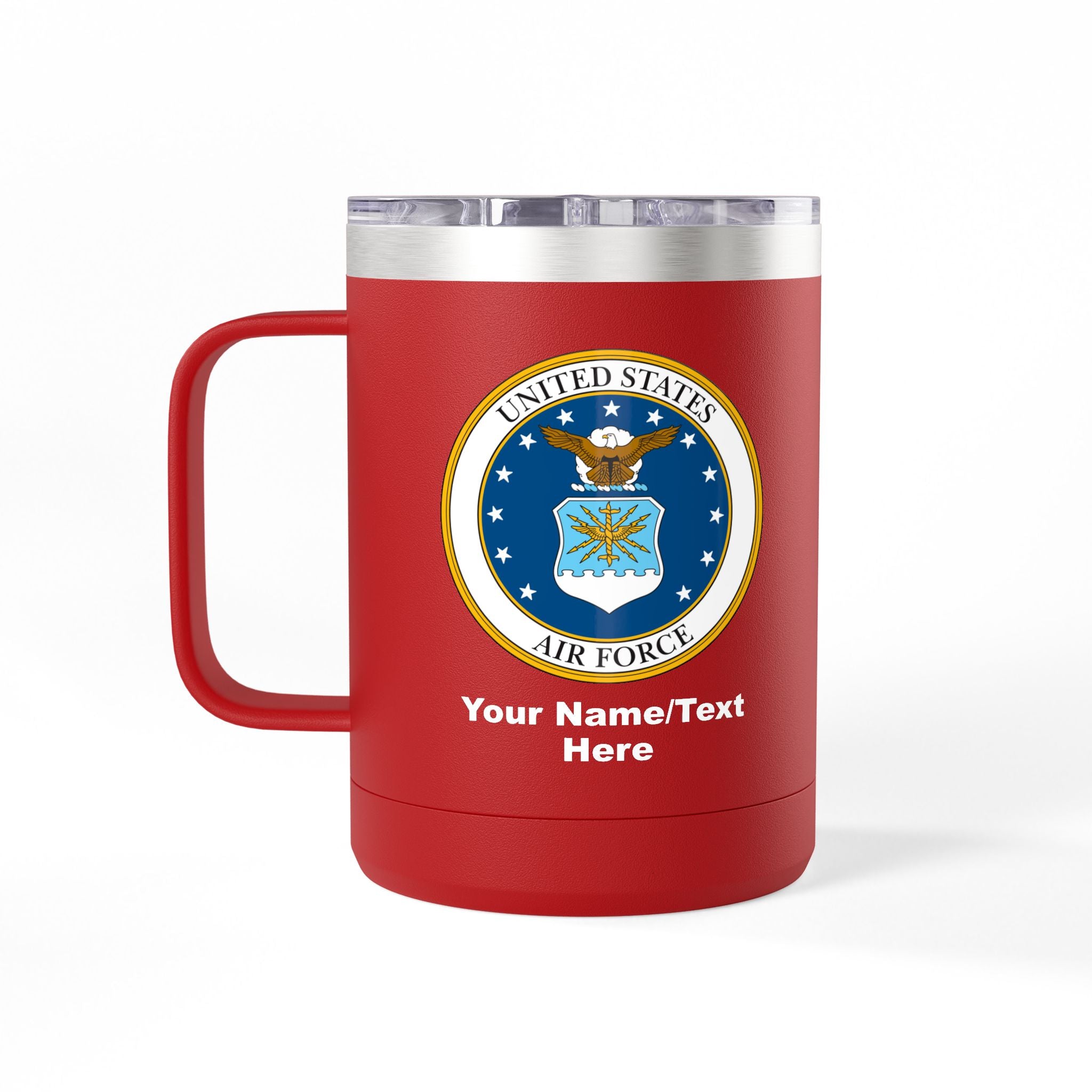 Custom U.S. Air Force 15oz Insulated Travel Mug – Personalized Military Coffee Tumbler with Name & Rank