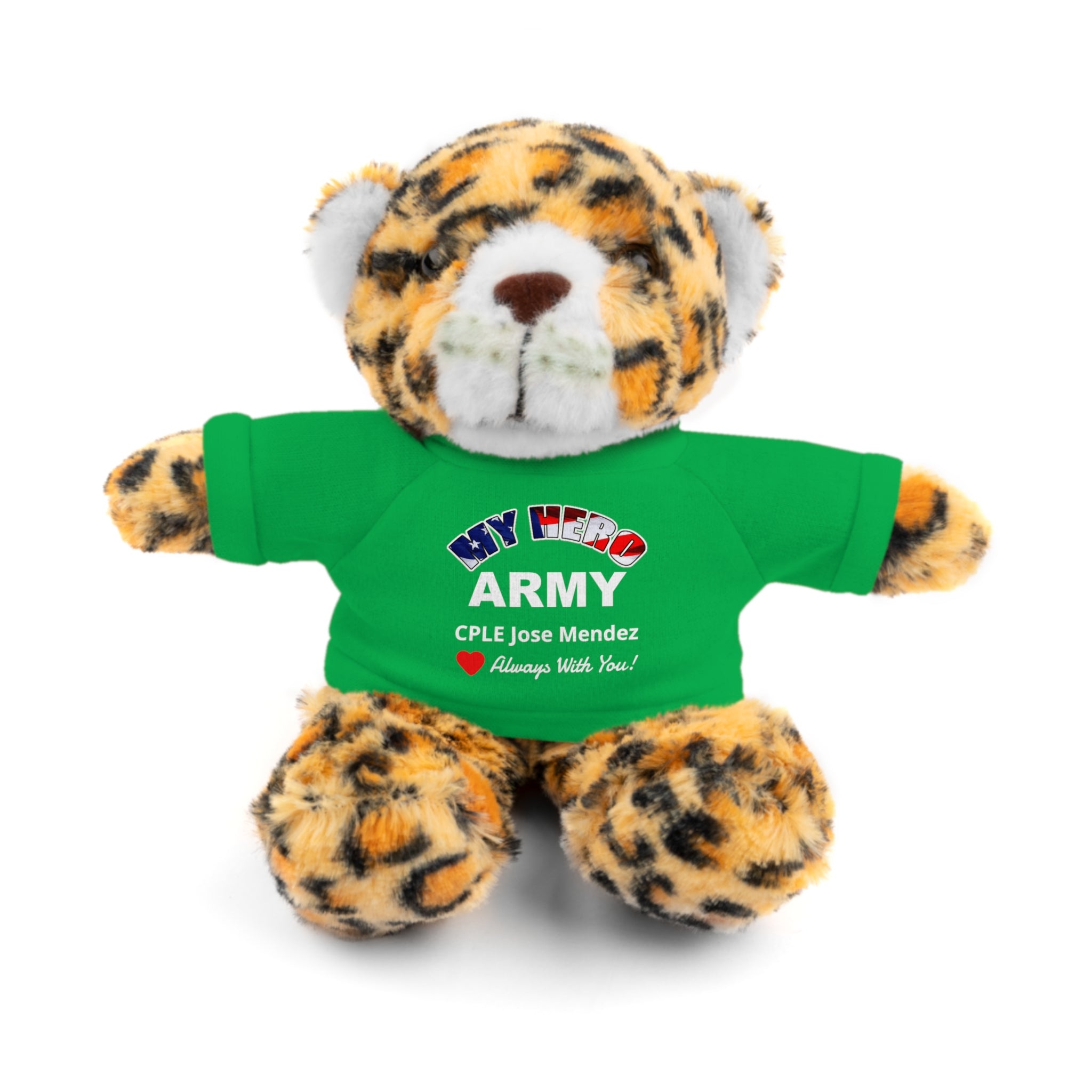 Custom U.S. Army Stuffed Animal with Personalized T-Shirt – 6 Plush Options, 5 Shirt Colors