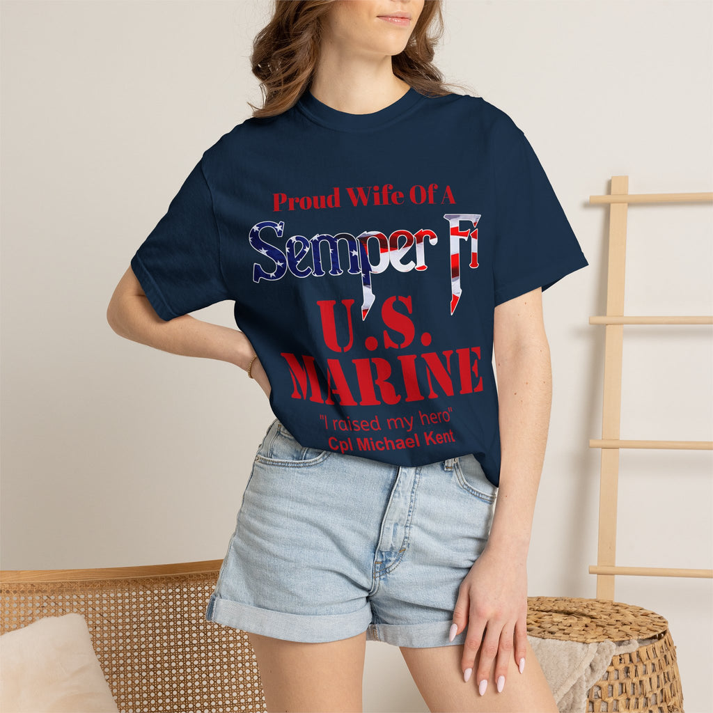 Custom Marine Wife Shirt – Personalized Semper Fi USMC T-Shirt | Proud Military Spouse Gift | Comfort Colors 1717