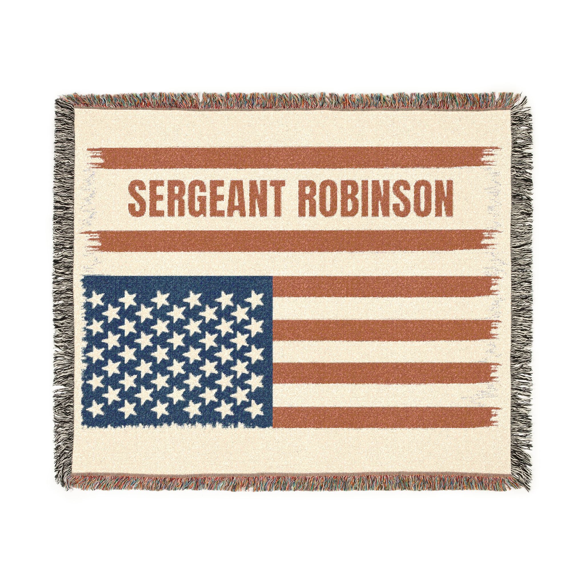 U.S. Army Personalized Woven Blanket – Patriotic American Flag Throw