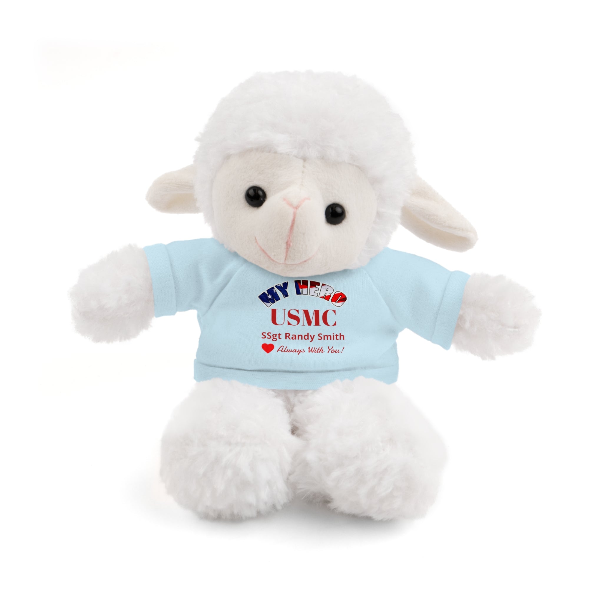Custom USMC Stuffed Animal with Personalized T-Shirt – 6 Plush Animals, 5 Shirt Colors
