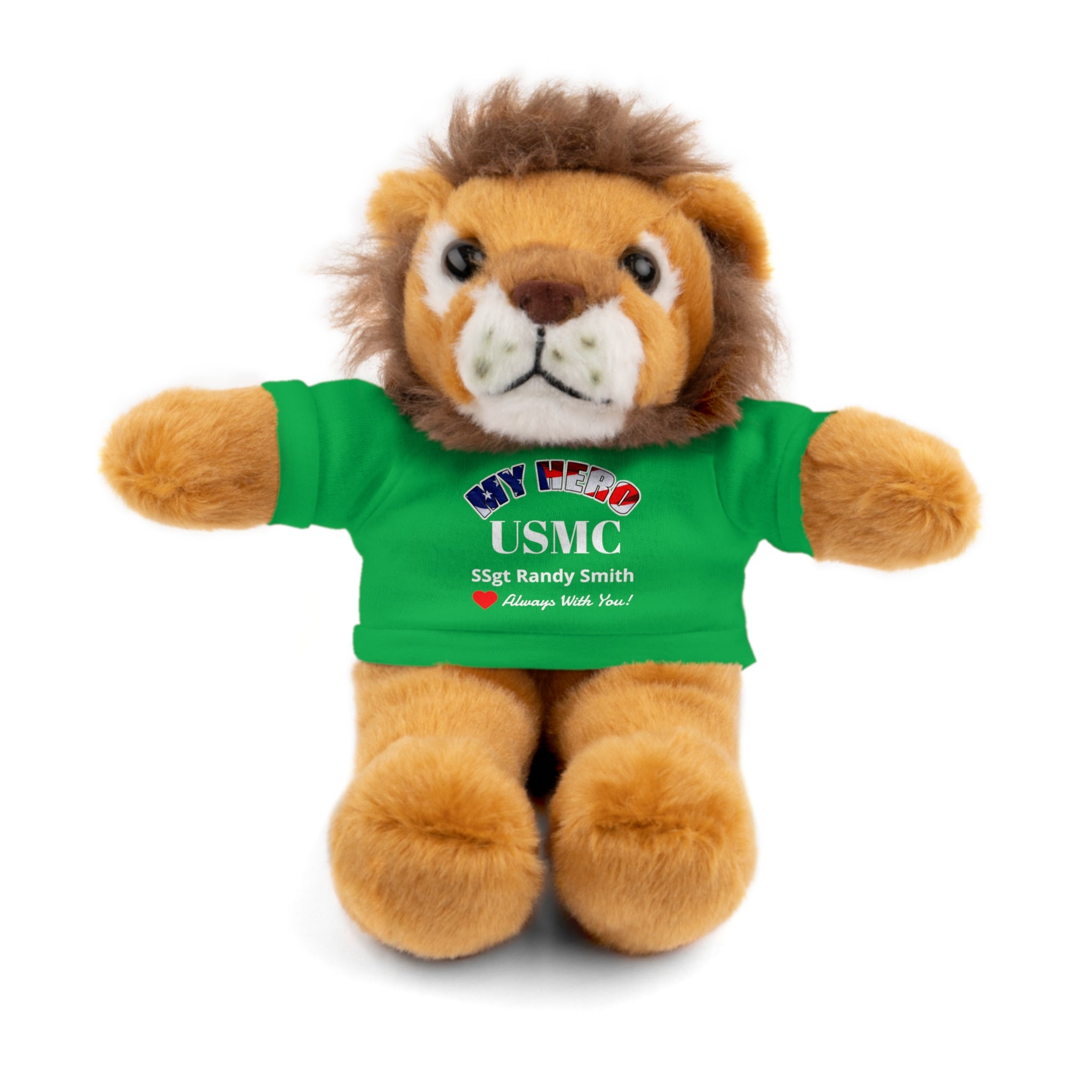 Custom USMC Stuffed Animal with Personalized T-Shirt – 6 Plush Animals, 5 Shirt Colors