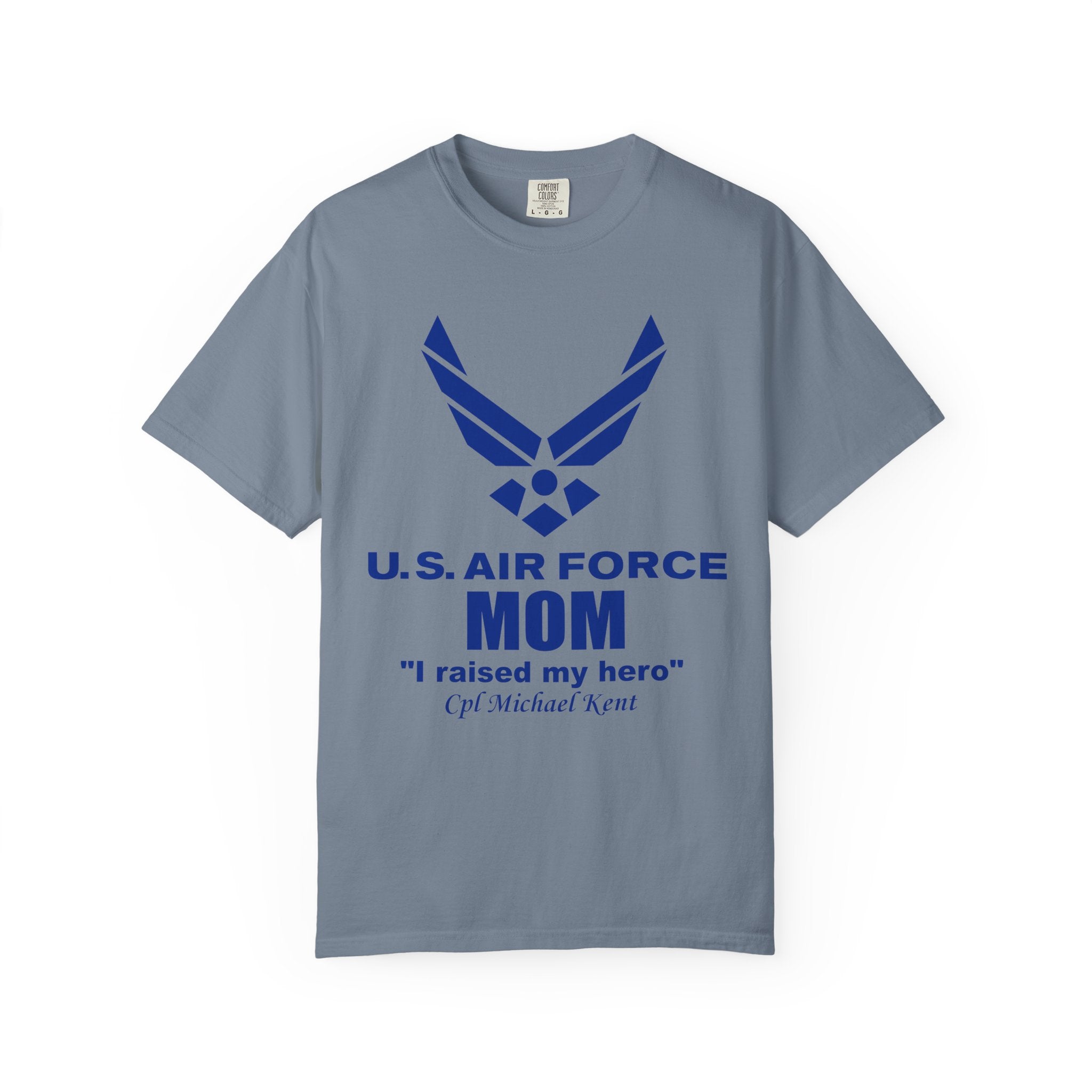 Custom Air Force Mom T-Shirt – Personalized Military Shirt with Rank, Name, Aircraft | Comfort Colors 1717