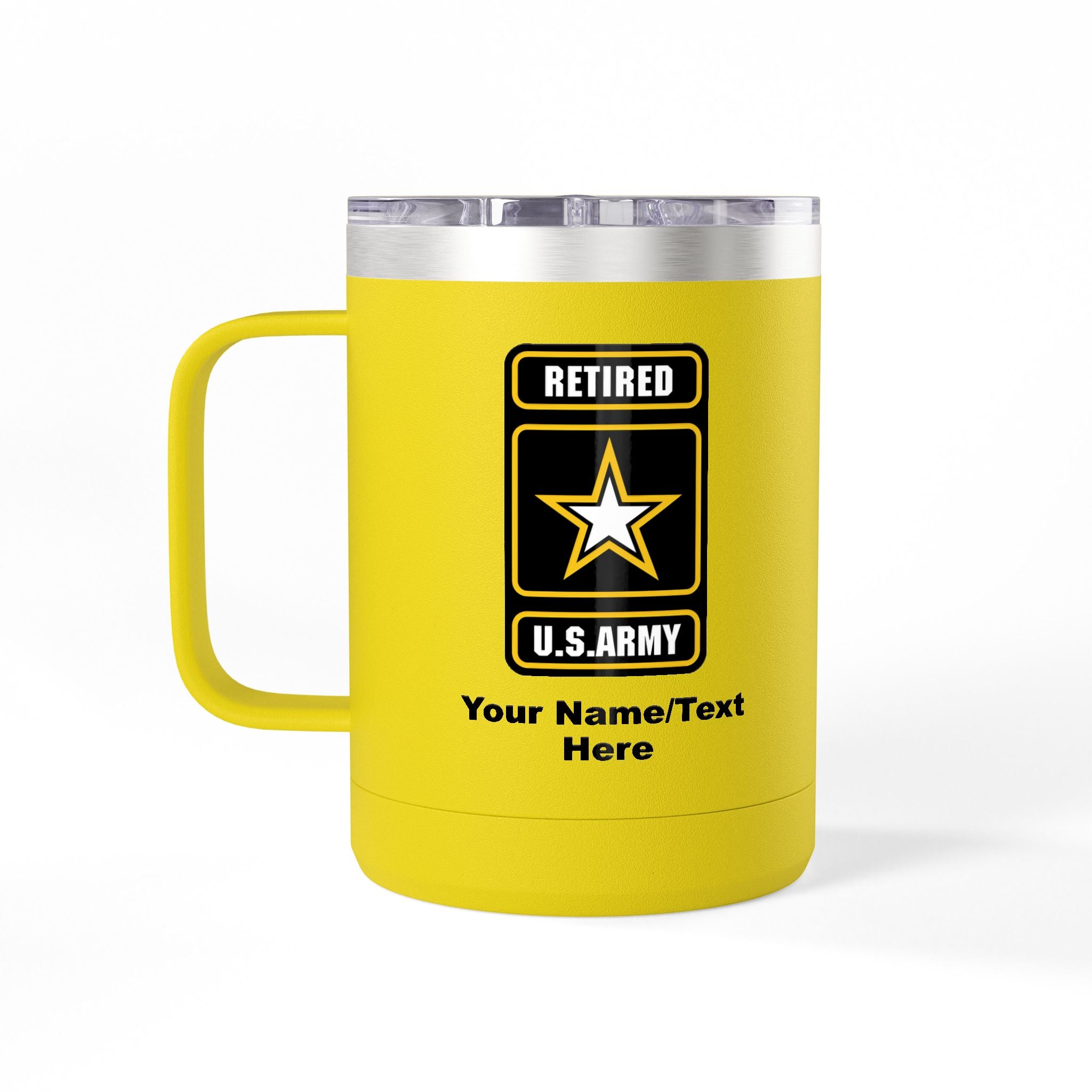 Retired Army Logo Personalized  Insulated 15oz Travel Mug Tumbler