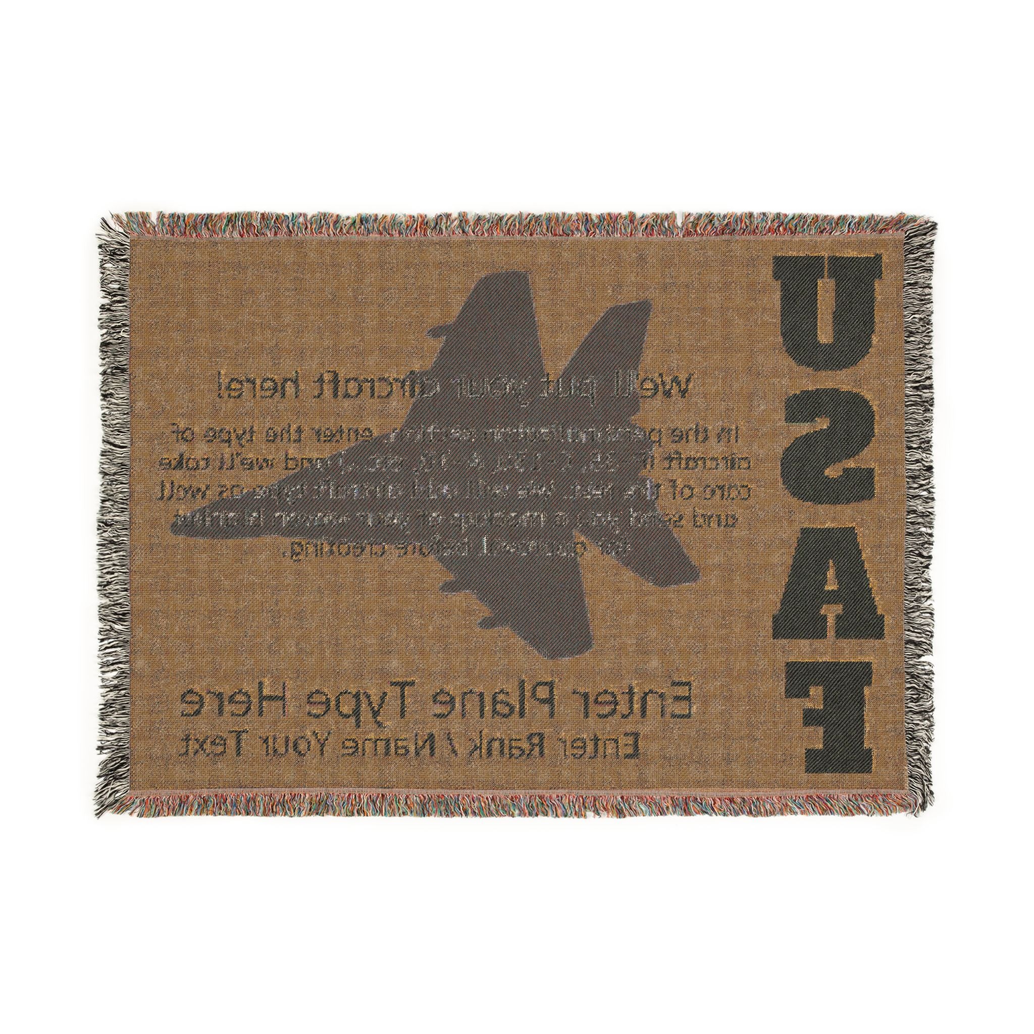 Custom U.S. Air Force Aircraft Woven Blanket – Personalized USAF Aviation Blanket – Military Gift for Airmen & Veterans