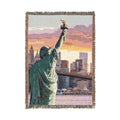 Statue of Liberty Woven Blanket – Patriotic NYC Skyline Cotton Throw (3 Sizes)