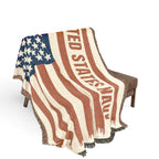 Custom U.S. Navy American Flag Woven Blanket – Personalized USN Military Throw – Navy Veteran & Sailor Gift