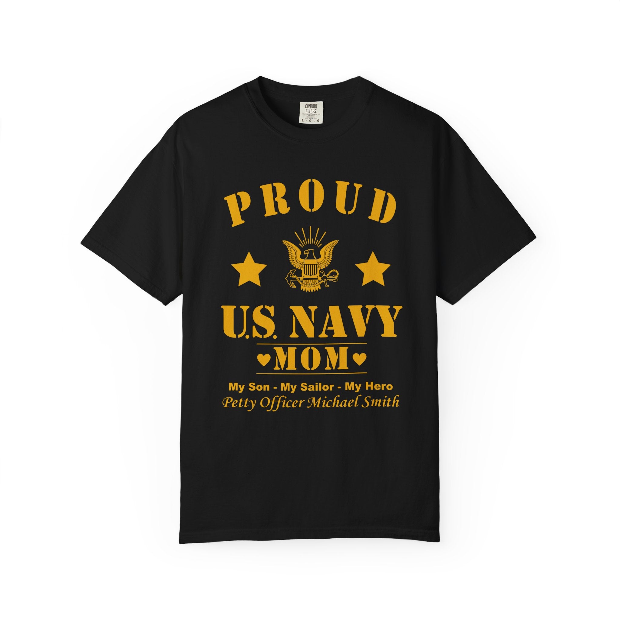 Custom Proud Navy Mom Comfort Colors T-Shirt – Personalized U.S. Navy Mom Shirt with Name, Rank & Ship