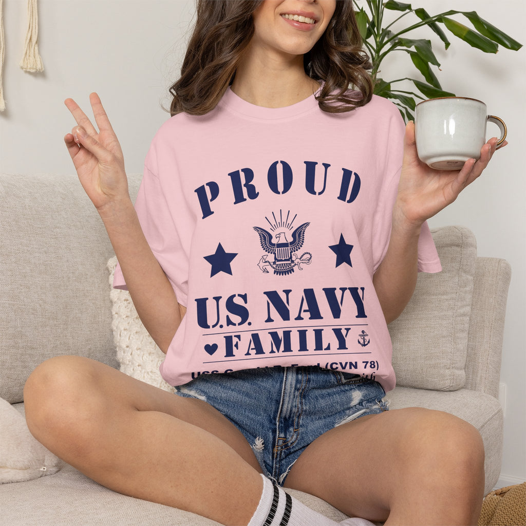 Custom Proud Navy Family Comfort Colors T-Shirt – Personalized U.S. Navy Family Shirt with Name, Ship & Rank
