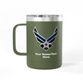 Custom U.S. Air Force Logo 15oz Travel Mug – Personalized Military Coffee Tumbler with Name & Rank