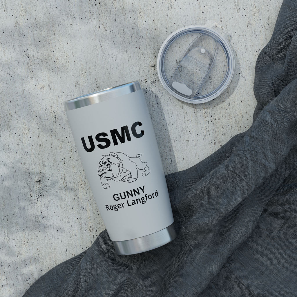 Custom USMC Bulldog 20oz Tumbler – Personalized Marine Corps Cup with Rank, Name or Message