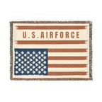 Custom U.S. Air Force American Flag Woven Blanket – Personalized USAF Military Gift with Name, Rank & Message