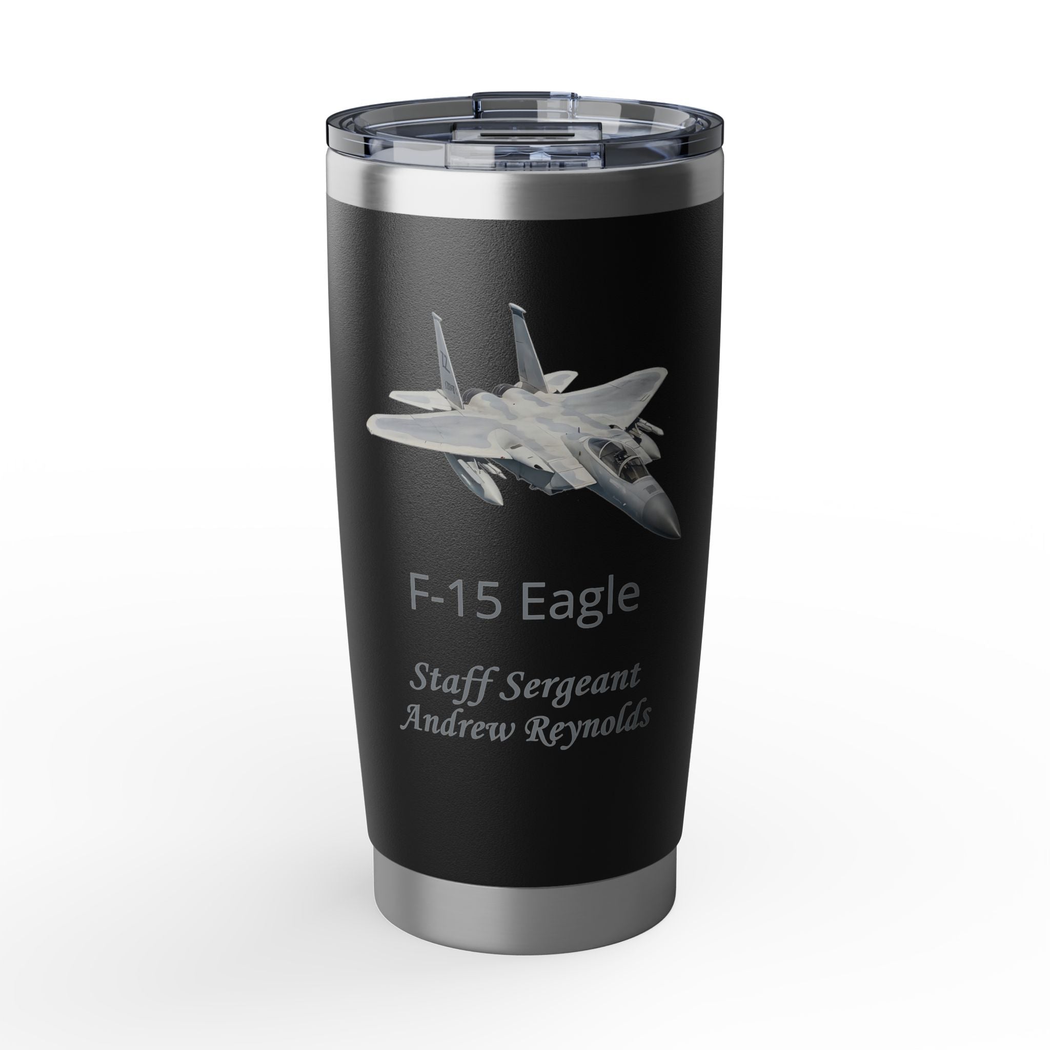 Custom Air Force Aircraft 20oz Tumbler – Personalized Military Cup with Plane, Name & Rank