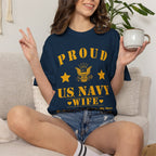 Custom Proud Navy Wife Comfort Colors T-Shirt – Personalized U.S. Navy Spouse Shirt with Name, Rank & Ship