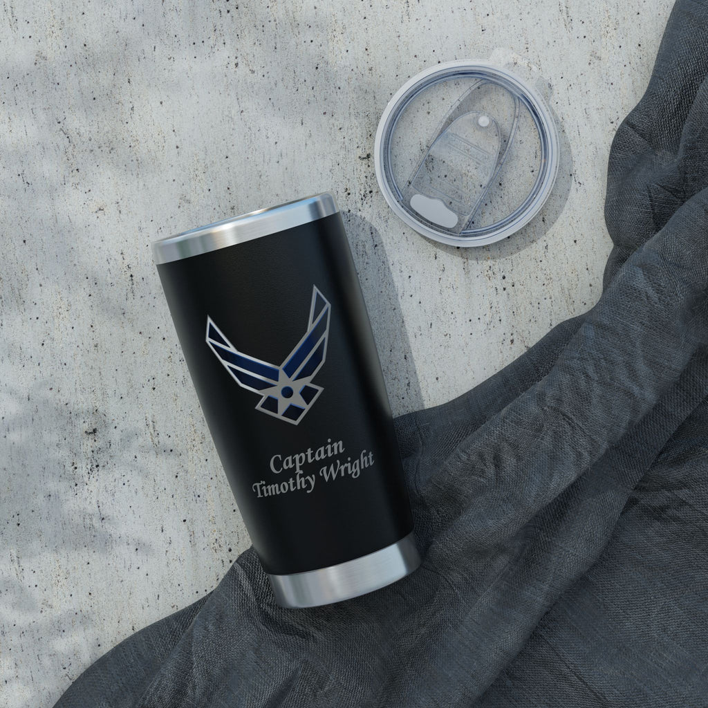 Custom U.S. Air Force 20oz Tumbler – Personalized Military Cup with Name, Rank & Unit (3 Colors)