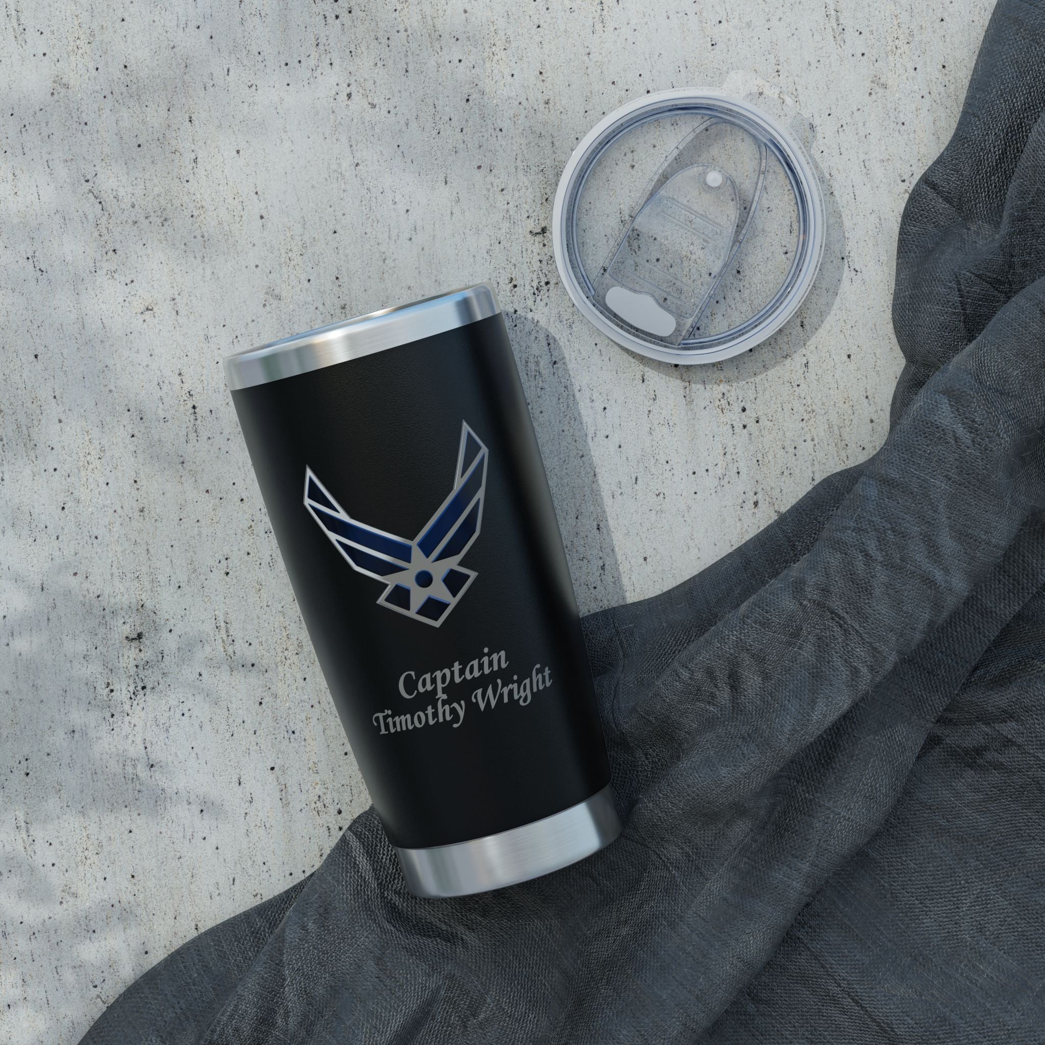 Custom U.S. Air Force 20oz Tumbler – Personalized Military Cup with Name, Rank & Unit (3 Colors)