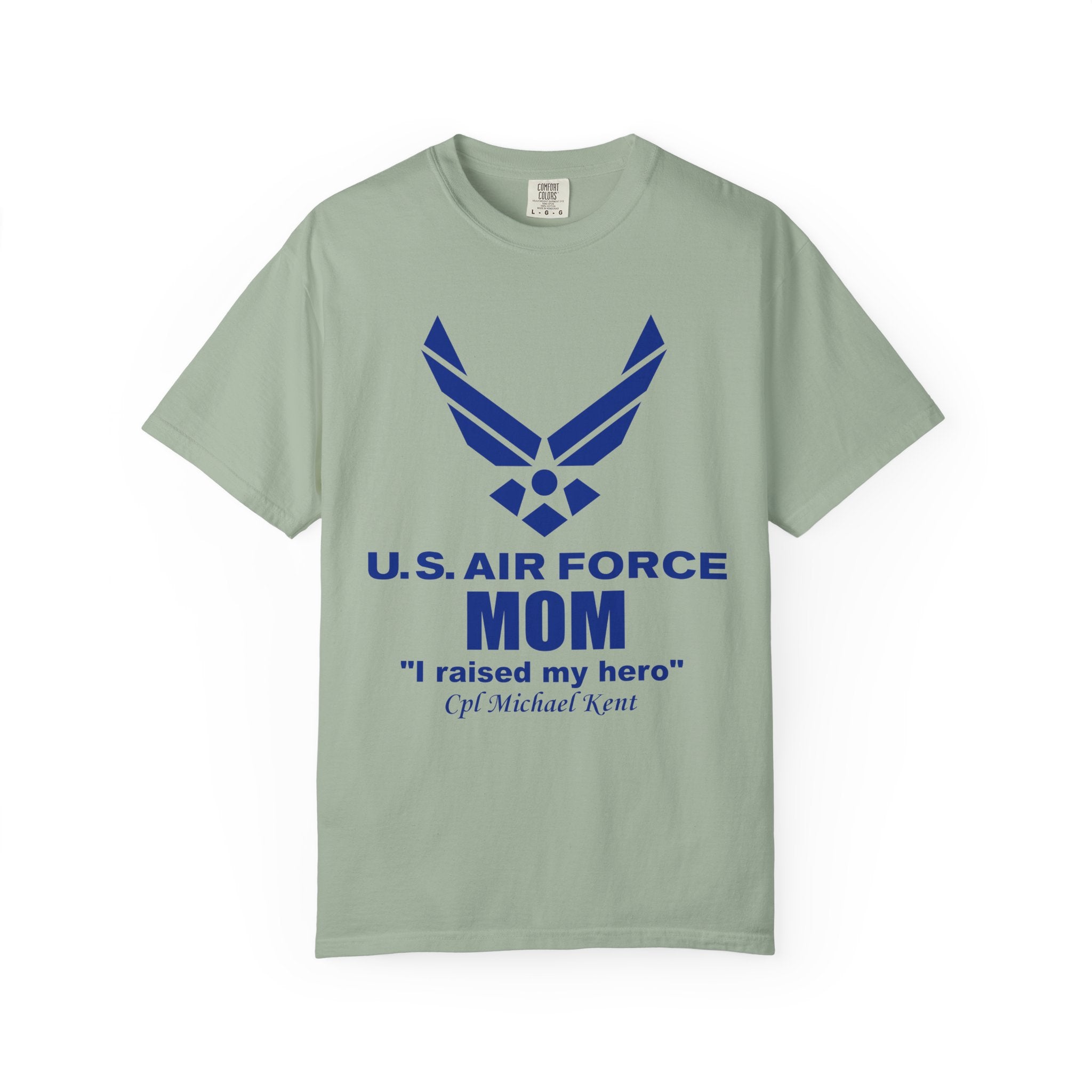 Custom Air Force Mom T-Shirt – Personalized Military Shirt with Rank, Name, Aircraft | Comfort Colors 1717