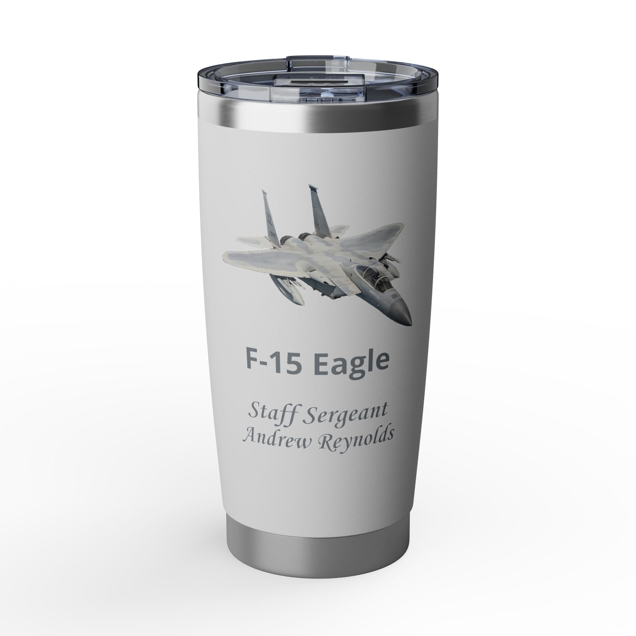 Custom Air Force Aircraft 20oz Tumbler – Personalized Military Cup with Plane, Name & Rank