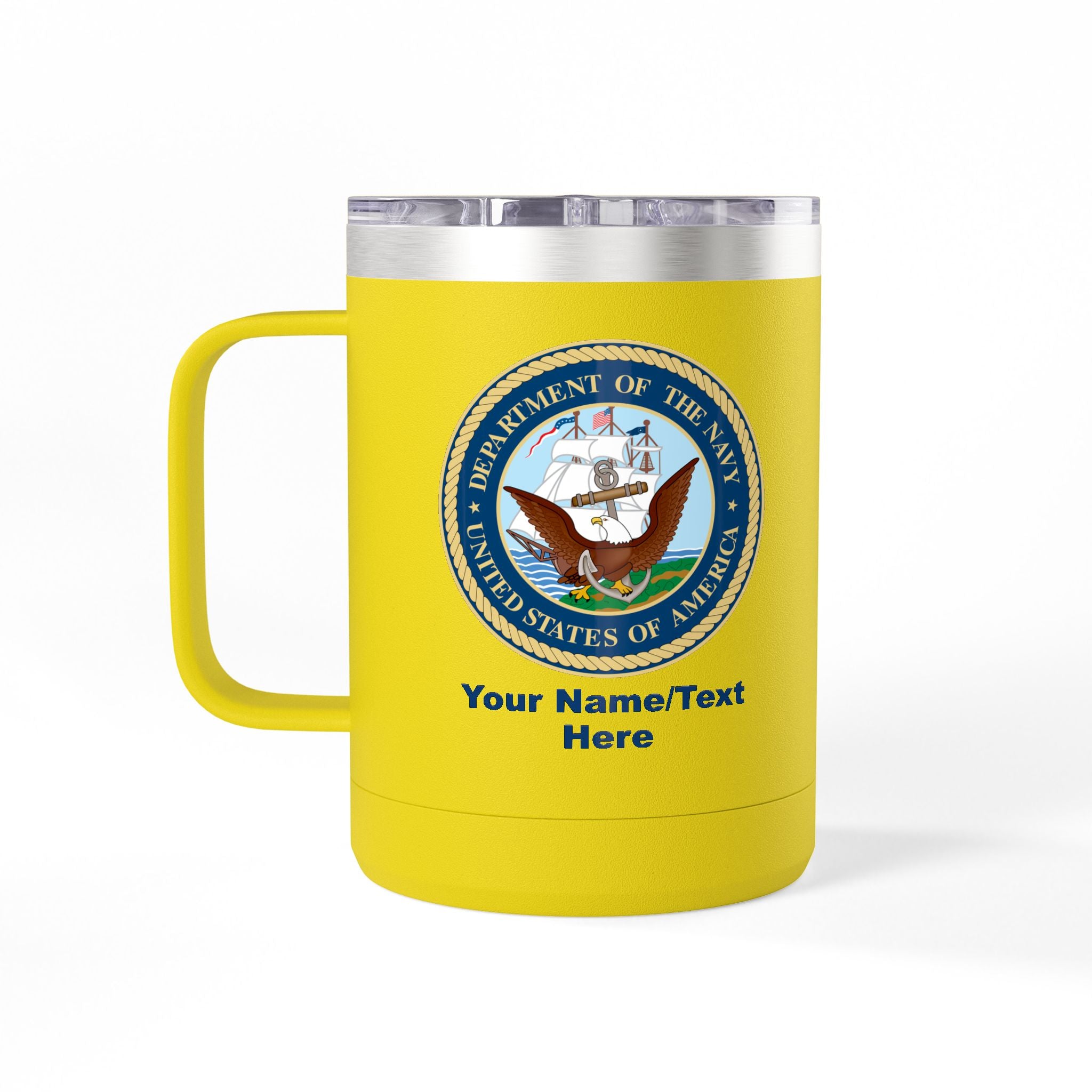 Custom U.S. Navy 15oz Travel Mug – Personalized Military Insulated Coffee Tumbler with Name, Rank or Ship