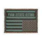 Custom U.S. Navy American Flag Woven Blanket – Personalized USN Military Throw – Navy Veteran & Sailor Gift