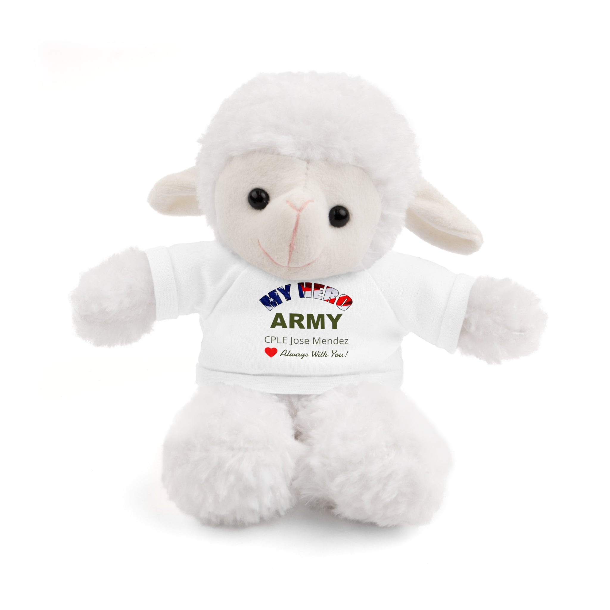 Custom U.S. Army Stuffed Animal with Personalized T-Shirt – 6 Plush Options, 5 Shirt Colors