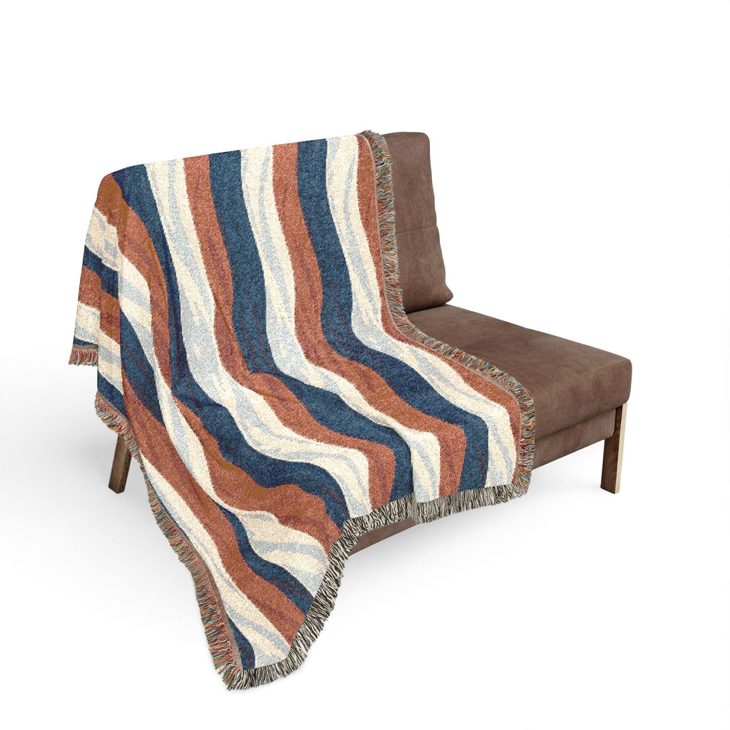 Patriotic Red White Blue Woven Blanket – American Flag Colors Cotton Throw (3 Sizes)