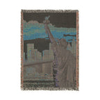 Statue of Liberty Woven Blanket – Patriotic NYC Skyline Cotton Throw (3 Sizes)