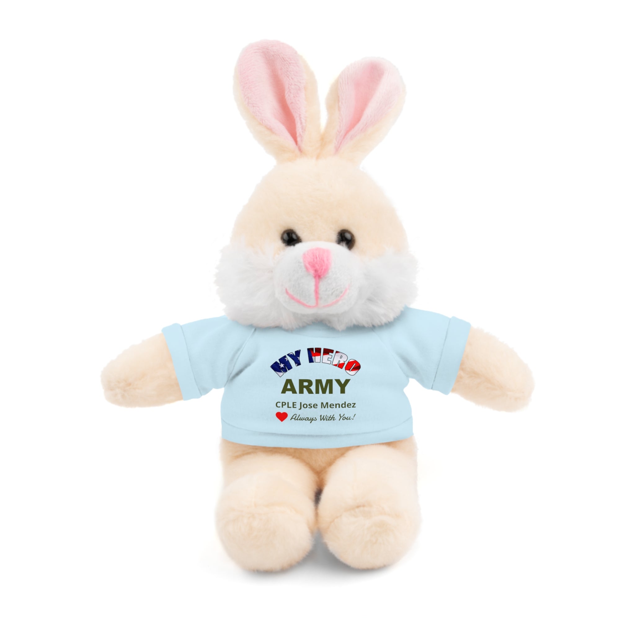 Custom U.S. Army Stuffed Animal with Personalized T-Shirt – 6 Plush Options, 5 Shirt Colors