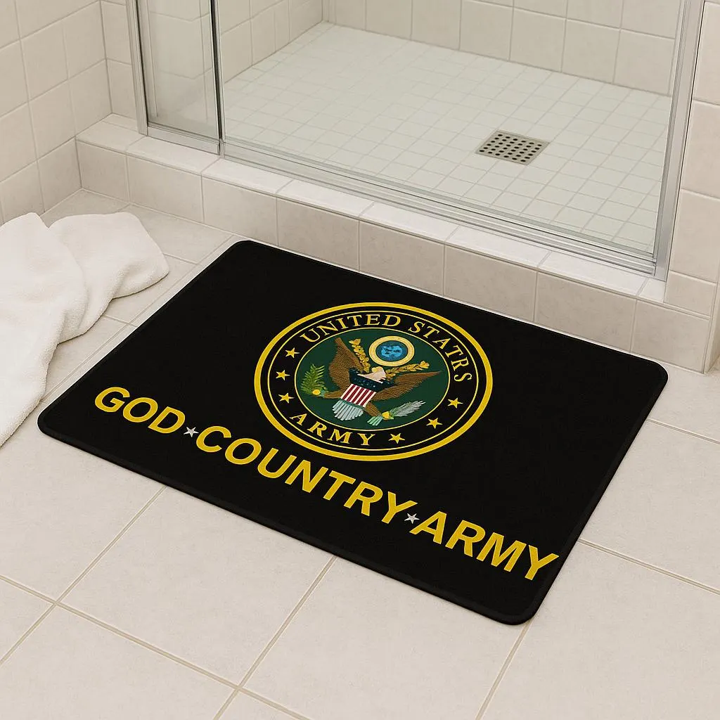 United States Army 'God • Country • Army' Polyester Doormat — Personalized Military Welcome Mat
