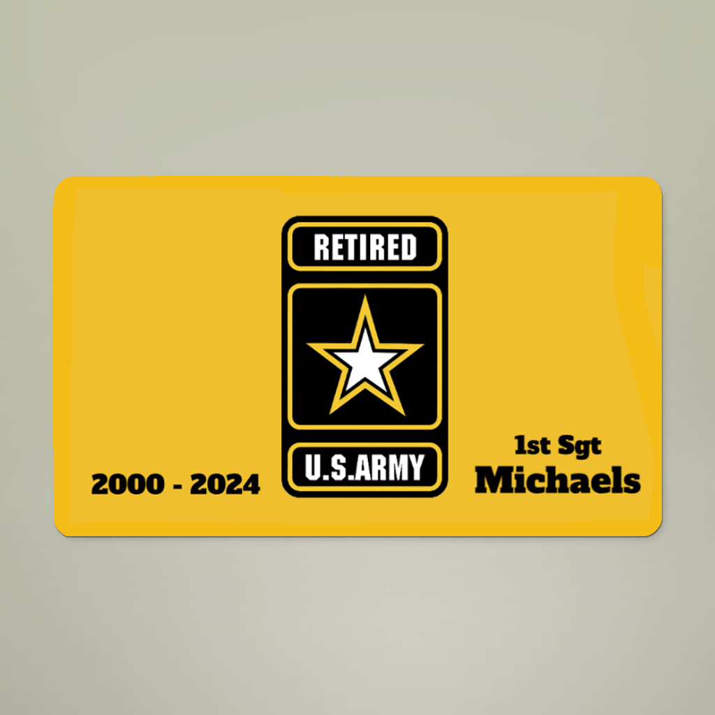 Personalized U.S. Army Retired Doormat – Custom Veteran Welcome Mat with Rank, Name & Service Dates – 14 Colors
