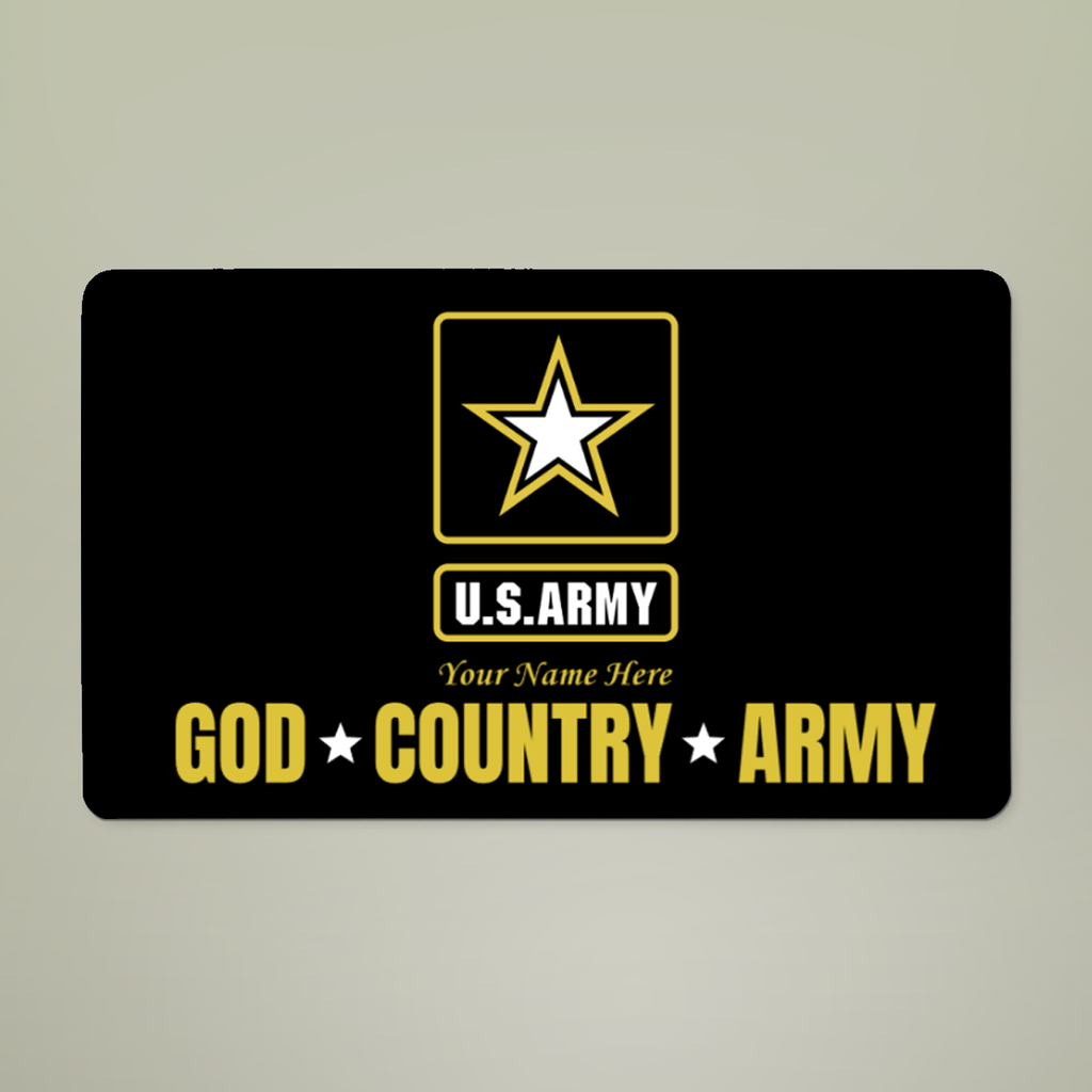 Custom U.S. Army Doormat – Personalized Military Welcome Mat with Rank, Name, Unit or Message – 14 Colors Available