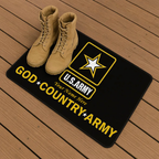 Custom U.S. Army Doormat – Personalized Military Welcome Mat with Rank, Name, Unit or Message – 14 Colors Available