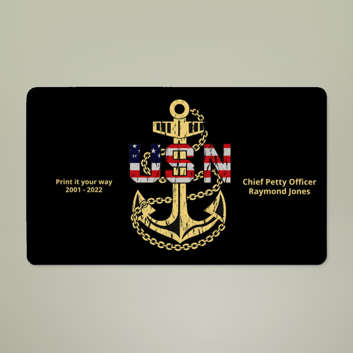 Personalized U.S. Navy Anchor Doormat | Custom USN Chief, Veteran & Navy Family Welcome Mat