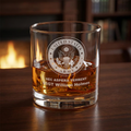 Custom Engraved U.S. Army 10.5oz Whiskey Glass – Personalized Rocks Glass with Rank & Name