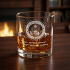 Custom Engraved U.S. Army 10.5oz Whiskey Glass – Personalized Rocks Glass with Rank & Name