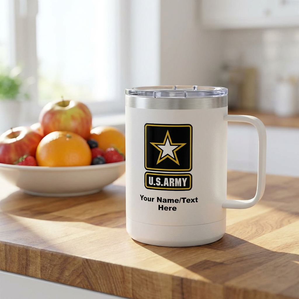 Army Logo Personalized  Insulated 15oz Travel Mug Tumbler