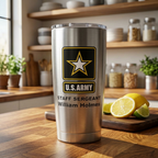 Custom U.S. Army 20oz Tumbler – Personalized Military Travel Mug with Rank, Name or Message