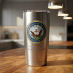 Custom U.S. Navy 20oz Tumbler – Personalized Military Drinkware with Rank, Name or Message (Black, Silver, White)