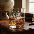 U.S. Navy Personalized Aircraft Carrier Whiskey Glass, 10.5oz (Engraving)
